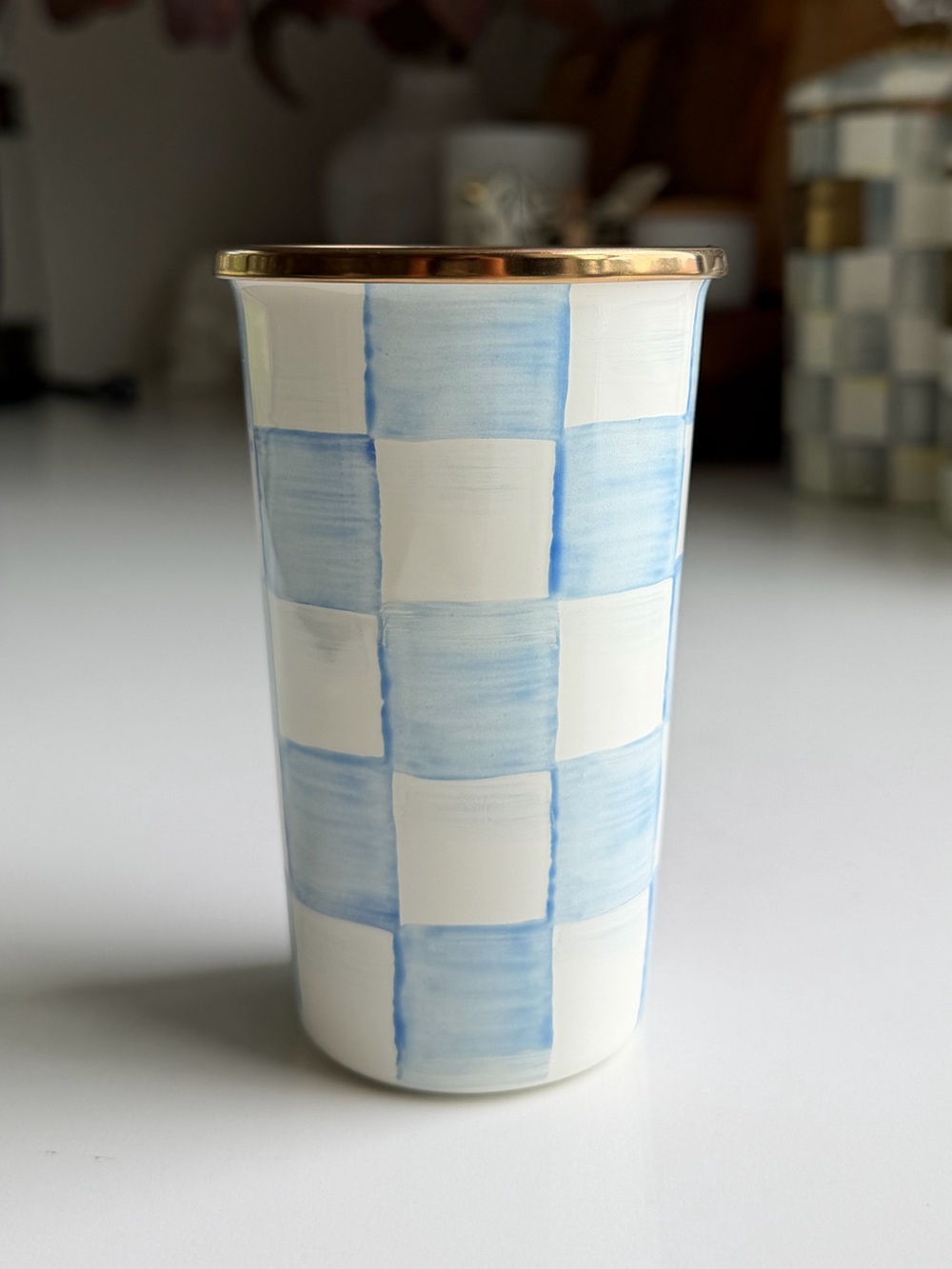 MacKenzie-Childs Sky Check 10 Ounce Tumbler